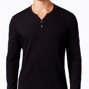 INC black Henley button long sleeve shirt